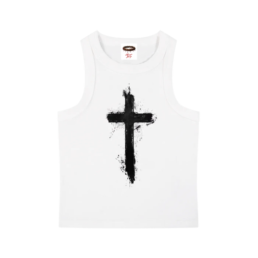 White Snow wash Cross - Tank
