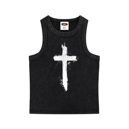 Black Snow wash Cross - Tank