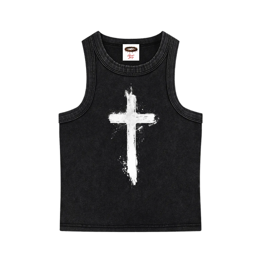 Black Snow wash Cross - Tank